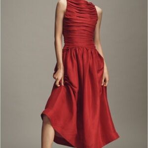 Anthropologie Textured Scarlet Midi Dress